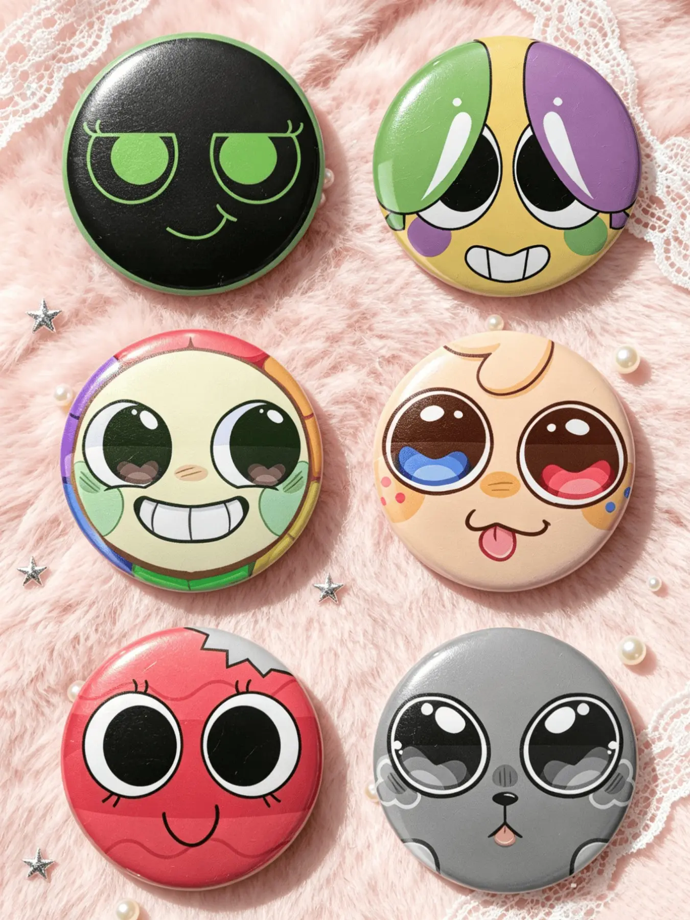 Dandy's World Game Badge, Cute Cartoon Character Pin, 4.4cm Iron Emblem, Collectible Gift, Backpack Accessory, All Seasons