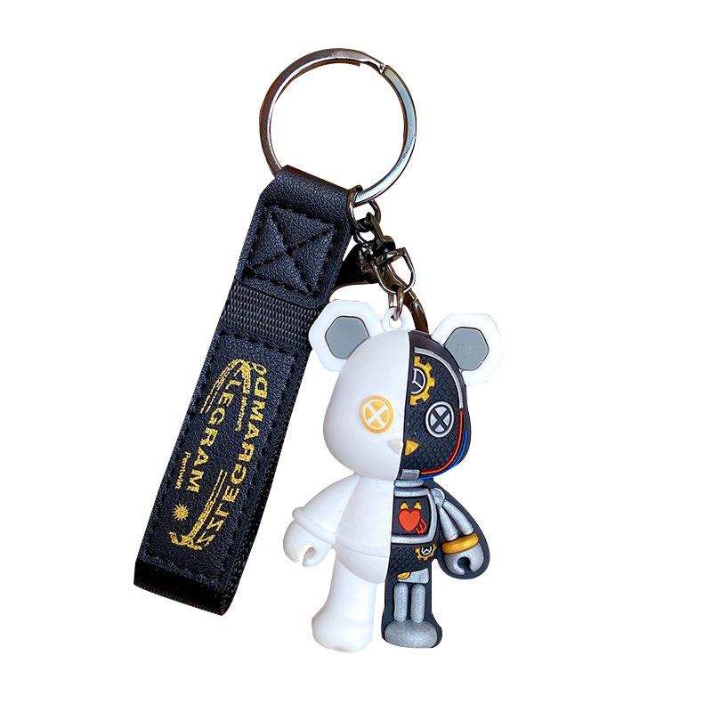 Mechanical Bear Keychain Doll Pendant Car Keyring Accessory Unisex Bag Ornament Small Gift