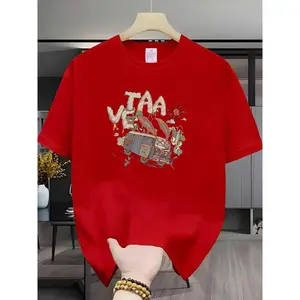 Men's Mexican-Themed T-Shirt - Mexican Flag & Sombrero Print, Ta'a Spanish Phrase, Breathable Summer Short Sleeve Tee, Casual Round Neck Red T-Shirt for Mexican Culture Events & Casual Attire, Tshirts For Men, Mens T Shirts, T Shirts For Men