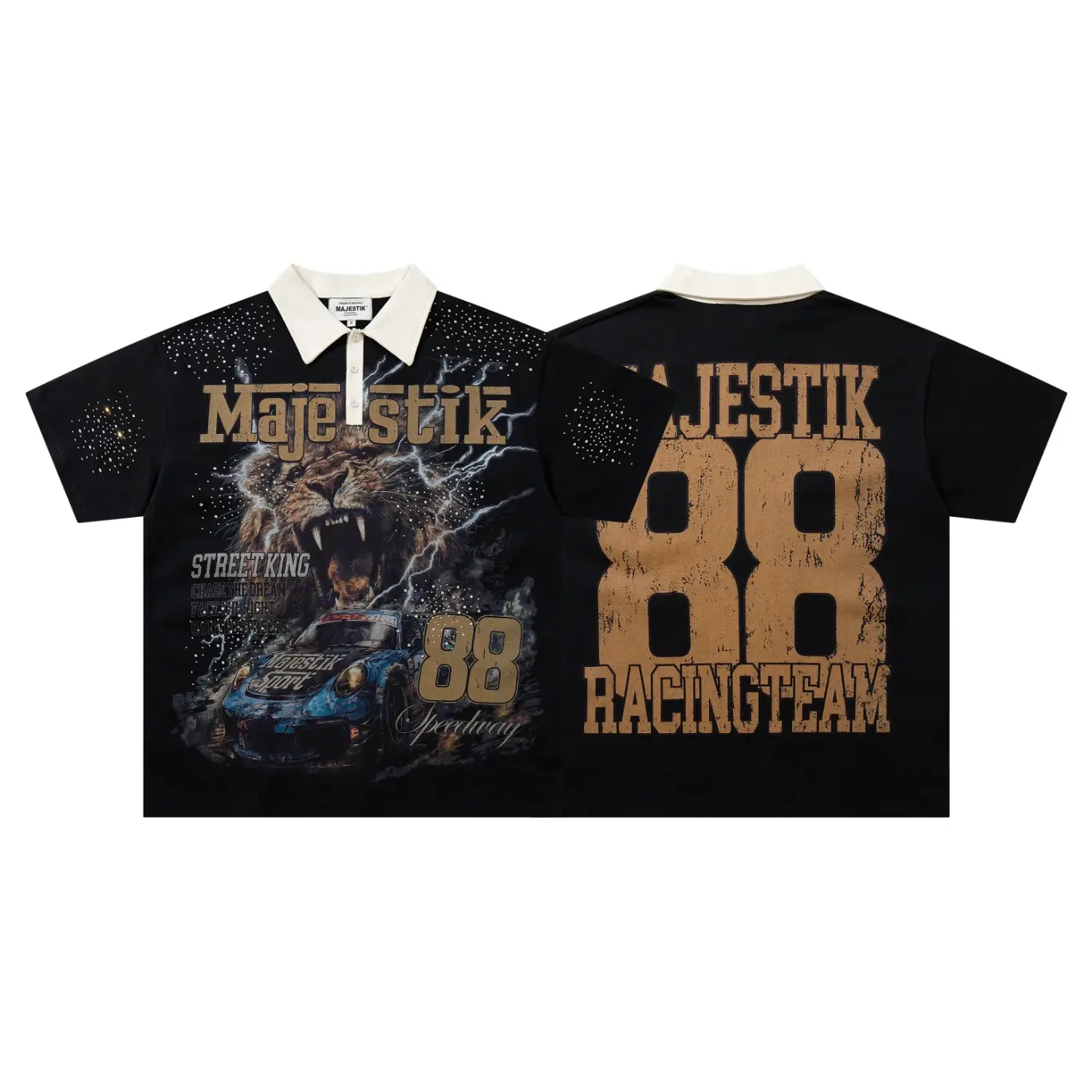 MAJESTIK Unisex Oversized Short Sleeve Sports T Shirt Vintage Wash Distressed Raw Edges Heavy Rhinestone Y2K Hip Hop Streetwear 2026 Coachella Top Moisture Wicking