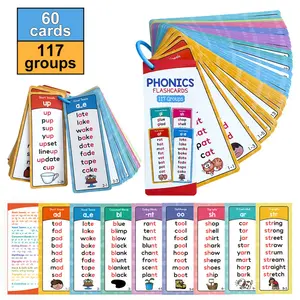 Phonics Word List Card Set, 60pcs/set 117 Groups Pronunciation Word List, Vocabulary Building Aids with Over 900 Pronounced Rhyming Words