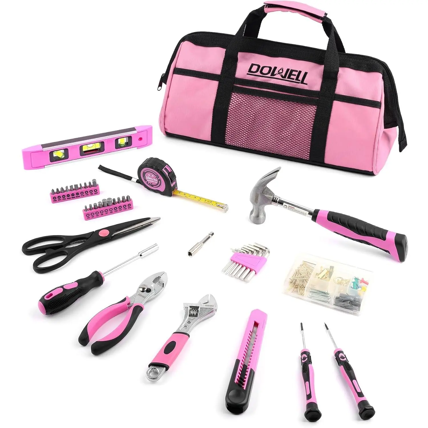 Pink Tool Kit 140PCS for, Girls,, Tool Set with 14" Tool Bag