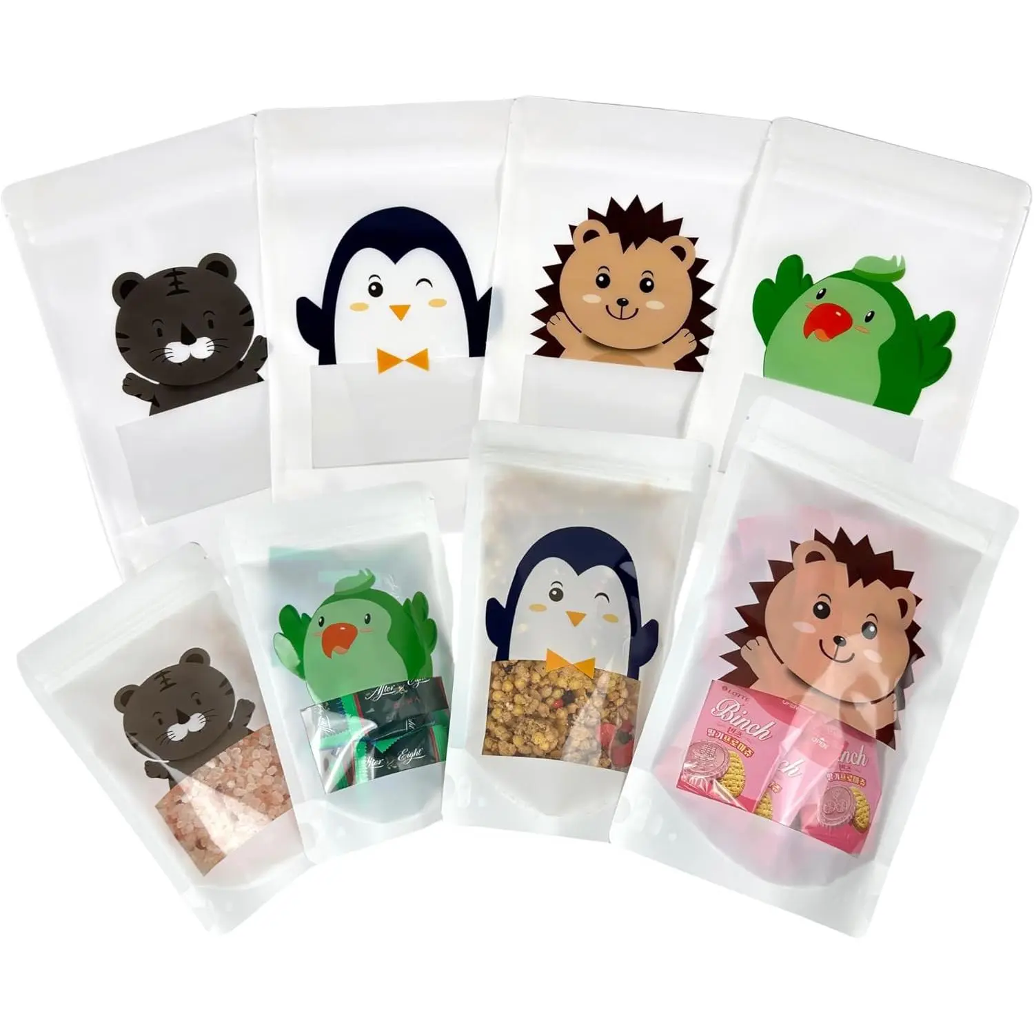 Cute  Goodies Bags |  Stand Up Pouch with Clear Window | Zipper Closure | Resealable | Heat-Sealable |  for  & Small Business (3 SIZE, 12, Count)