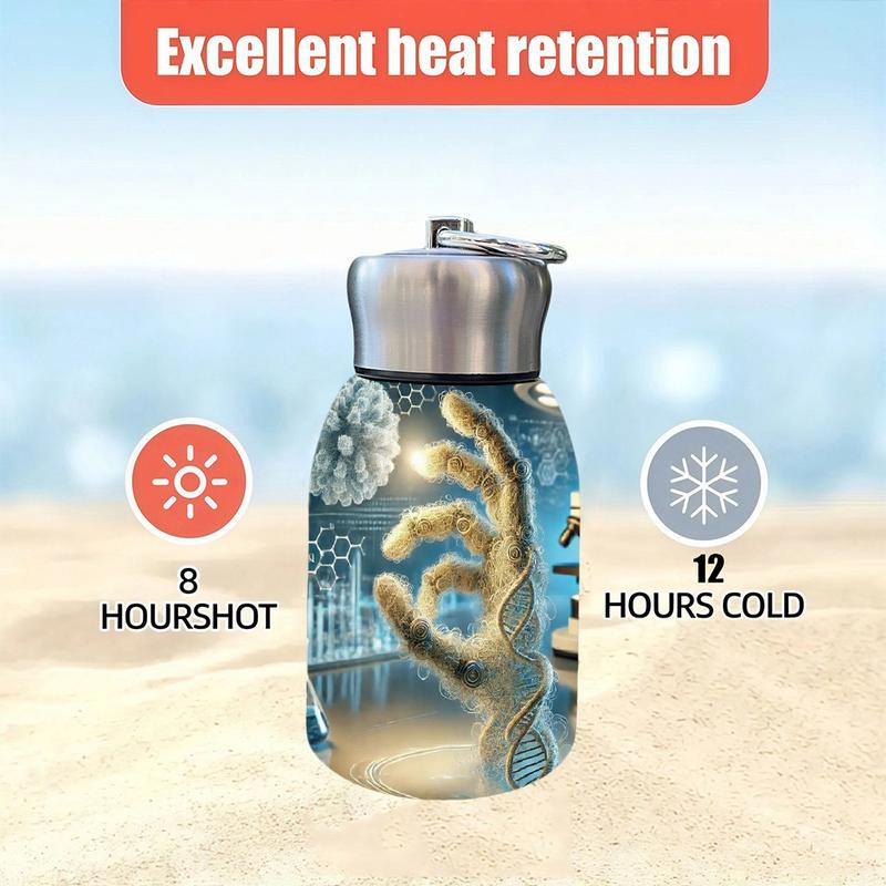 1pc 10.5oz Stainless Steel Tumbler - Leak-Proof, Insulated, Reusable, Hand Wash Only, DNA Hand of Creation Biotech Design, Ideal for Office, Camping or Holidays, Perfect Holiday Gift Item, Durable Drinkware, Office Essentials