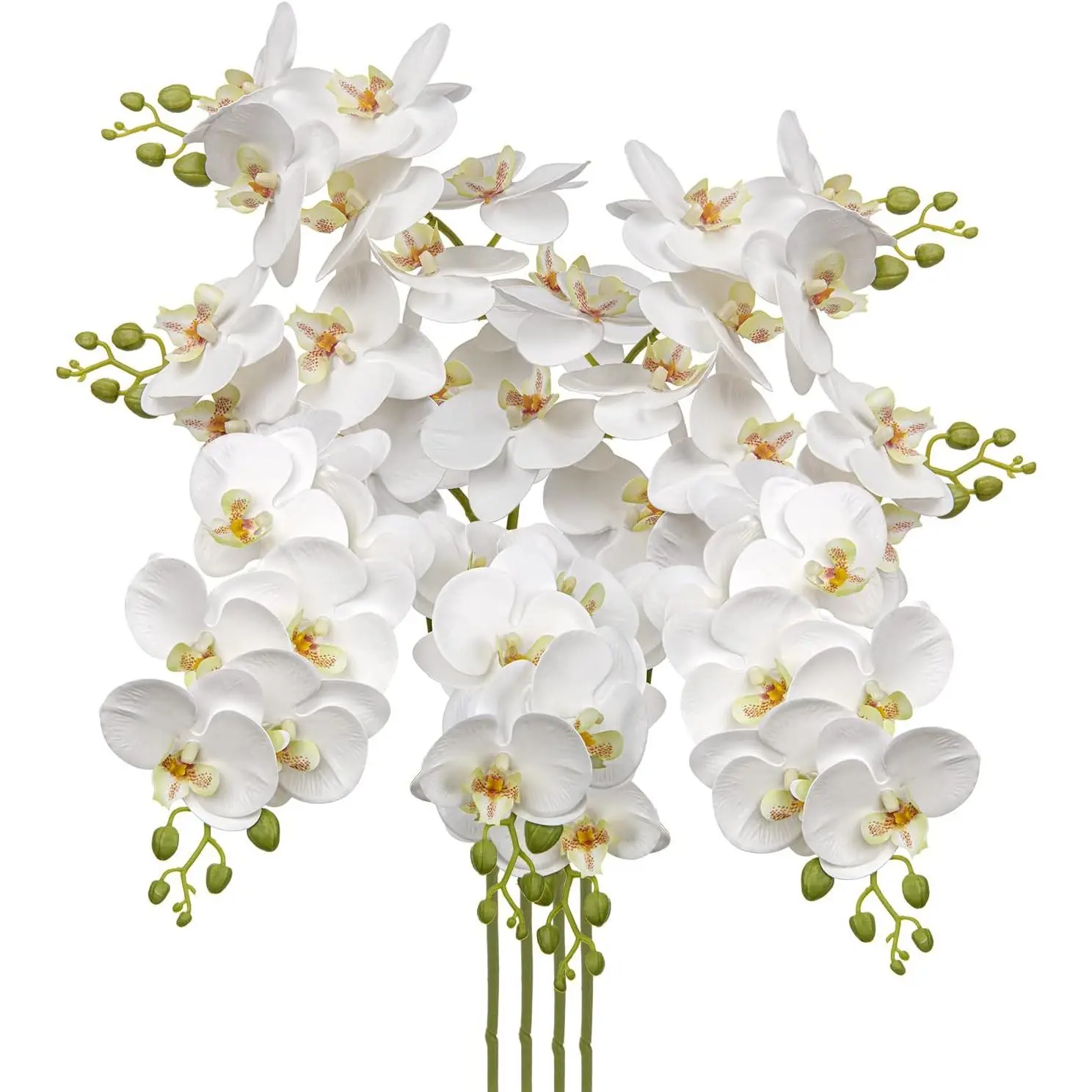 6pc 30 Inch White Orchids Artificial Flowers Real Touch Phalaenopsis Spray Artificial Orchid Stems with 12 Orchid Flowers Fake Phalaenopsis Tall Faux Flowers Arrangement for Home Decor Party Wedding Decor