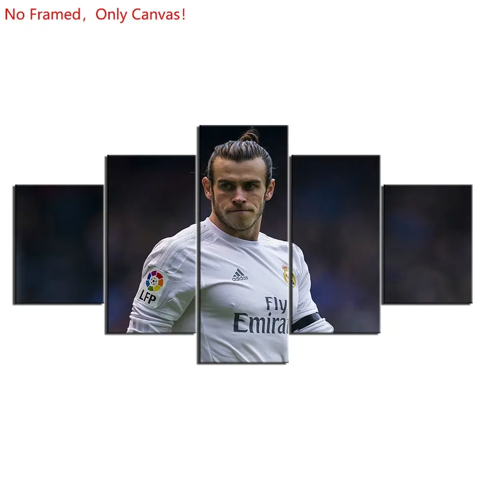 5 Piece/Set Frameless Canvas Painting Print Poster,Classic Pop Modern Sports Documentary Art,Soccer Real Madrid C.F. Gareth Bale Spor,Perfect Gift for Soccer Lovers,Ideal Gift for Bedroom,Study,Office,Living Room,Dorm Hallway,Kitchen,Mural,Wall Decoration