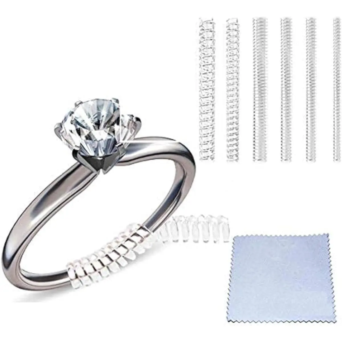 Ring Sizers for Loose Rings, Ring Size Adjuster Spacers or Tightener, Invisible Guards, 6 Sizes Fitter, Resizer Fit Almost Any Rings, Reduces Size by 0.5-1.5