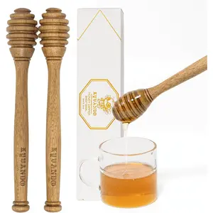 Brazilian Cherry Wood Honey Dipper Durable Warp Resistant Preserves Honey Purity 2pcs 6.3 Inch