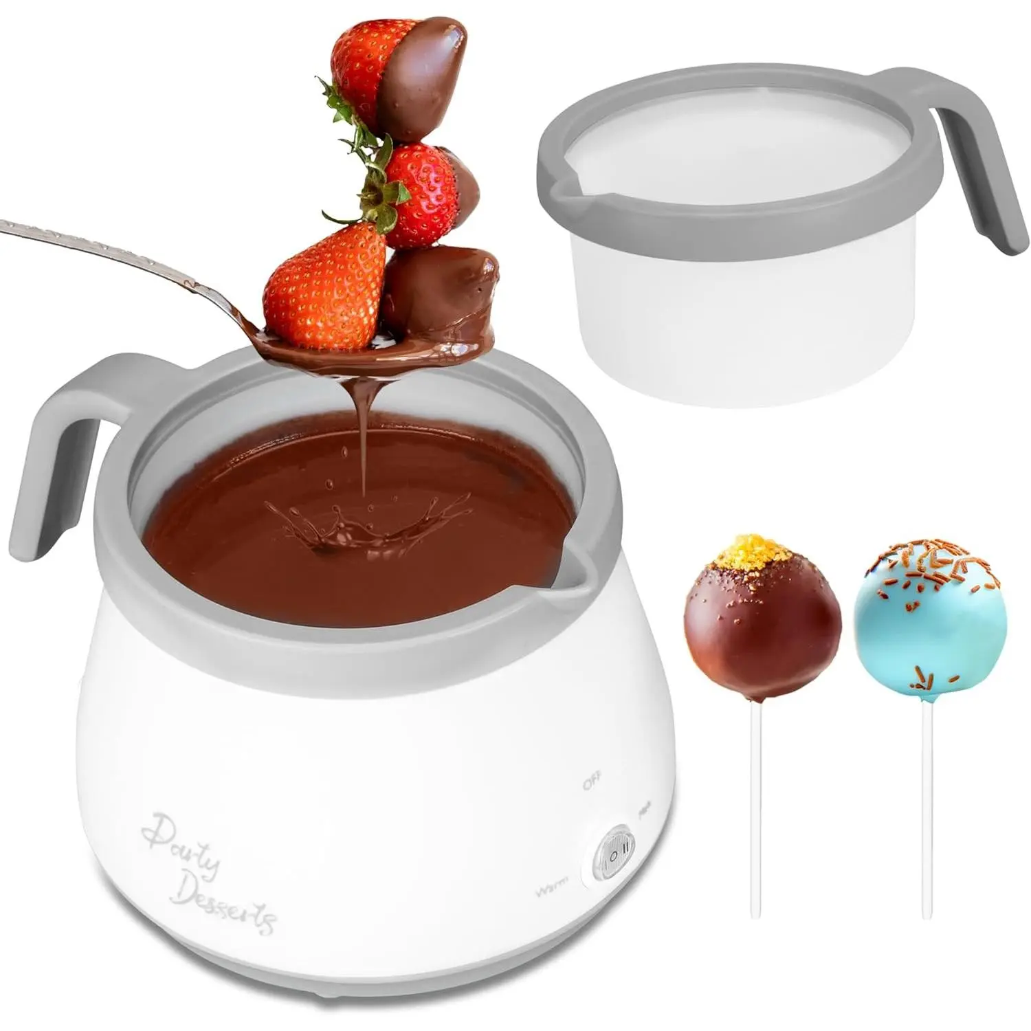 Candy and Chocolate Melting Pot, Mini Electric Fondue Pot, Melts Candy Chocolate in Minutes, Ideal for Cake Pops Cookies Cakes, 1 Cup, Single Pot, GrayGift