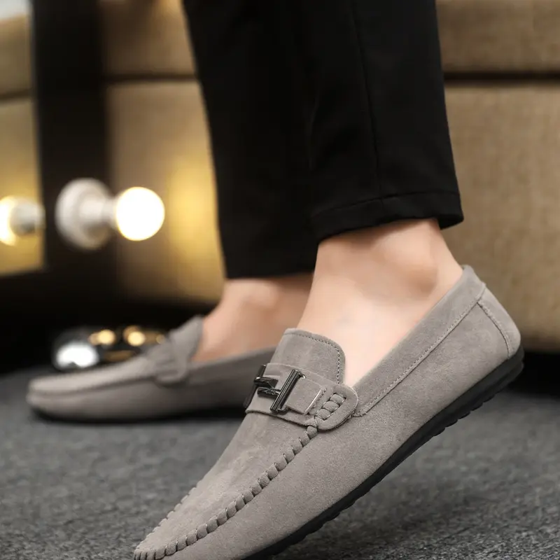 New Arrival Men's Business Loafers PU Leather Footwear for Spring & Autumn, Mature Style with Metal Buckle, Soft Sole, Slip-on Design, Flat Anti-slip Casual Shoes for Commuting & Office Wear