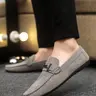 New Arrival Men's Business Loafers PU Leather Footwear for Spring & Autumn, Mature Style with Metal Buckle, Soft Sole, Slip-on Design, Flat Anti-slip Casual Shoes for Commuting & Office Wear