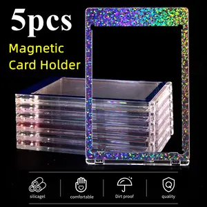 5pcs Colorful Magnetic Card Holder for 35pt Trading Cards, Clear Cool Display & Storage Case, Suitable for PTCG TCG Sports Stars, Cartoon, Anime & Game Trading Cards, Ideal for Premium Collection Protector & Showcase