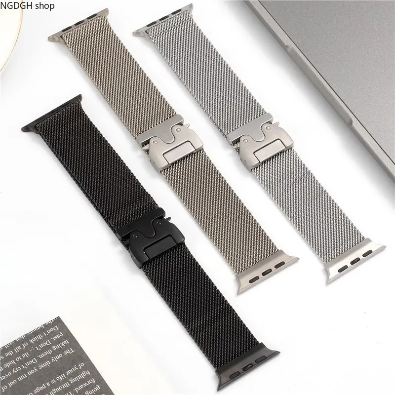Unisex Sports & Outdoor Stainless Steel Mesh Metal Band - Adjustable Mesh Texture Strap for Smartwatch, Comfortable Fit Fashion Accessory, Unisex Wear