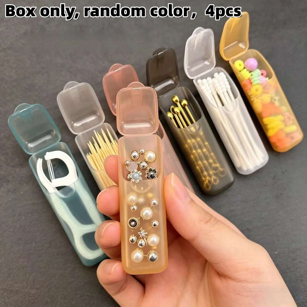 Portable Toothpick Cotton Swab Organizer Box, Lidded Storage Container, Dust-Proof Lid, Convenient Access, Holds Toothpicks, Cotton Swabs, Dental Floss, Earrings, Hair Bands