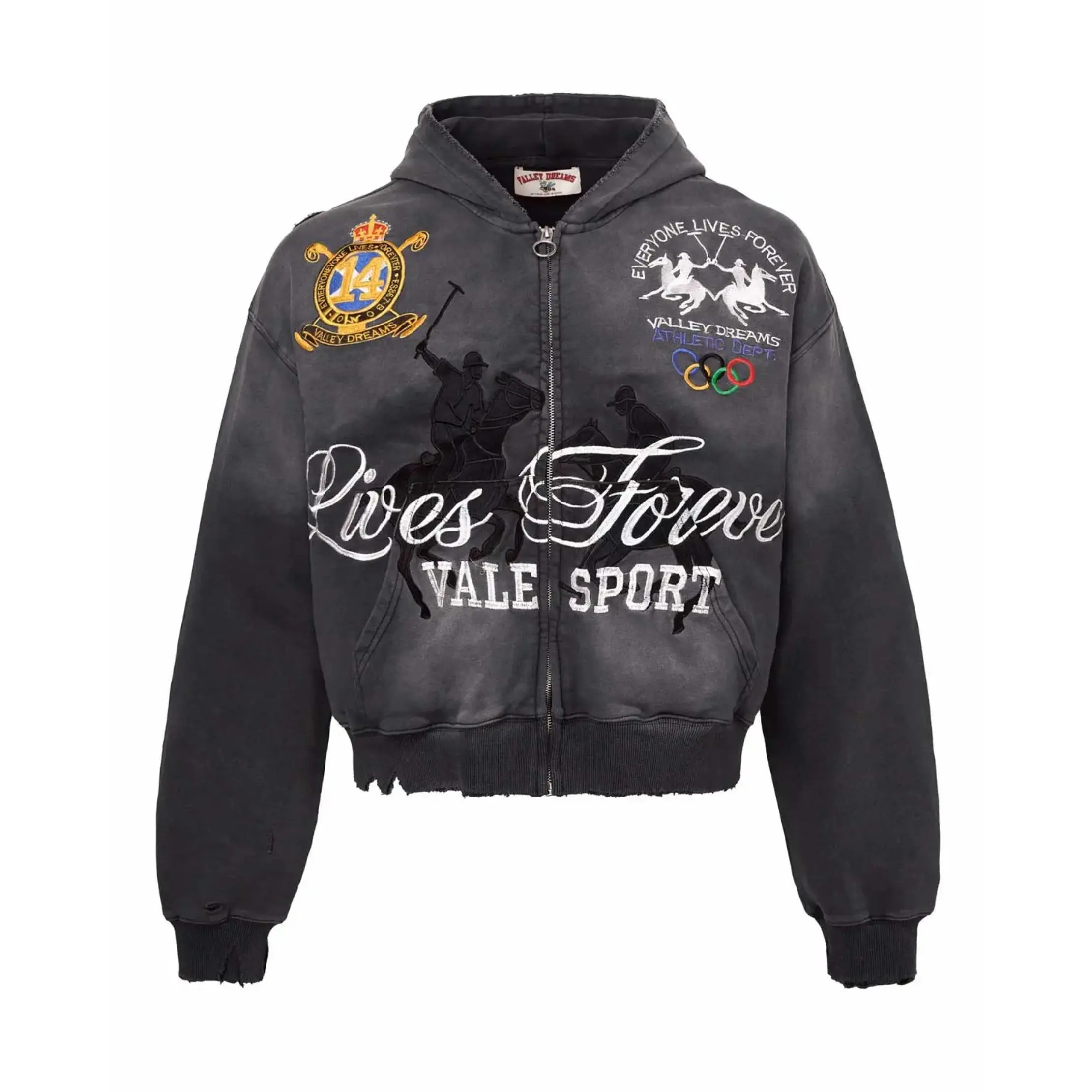 Valley Dreams Distressed Zip Up Hoodie Cotton Heavyweight Rusty Grey Acid Wash Industrial Grit Y2K Hip Hop Streetwear Cropped Jacket Autumn Winter Hooded Sweatshirt Men Women Unisex,back to school,back to school haul