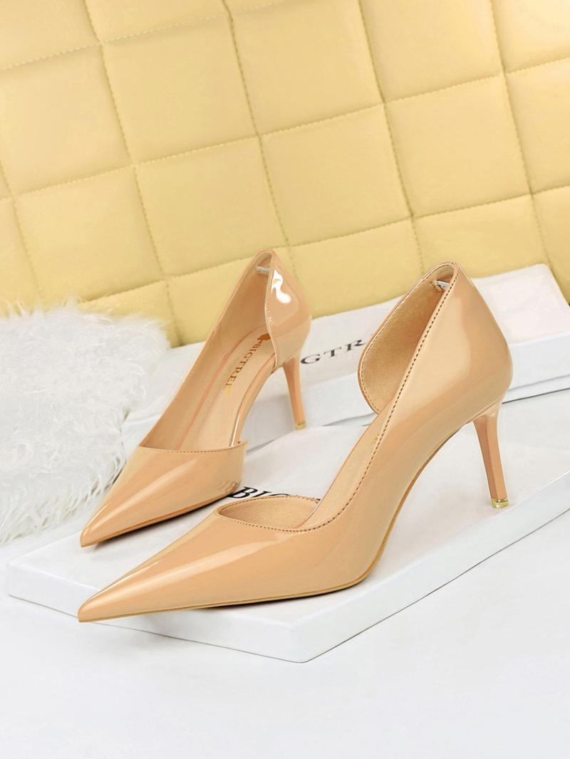 Women's Fashionable Solid Color Pointed Toe Stiletto Heels, Elegant Patent Leather High Heel Shoes for Party, Daily Clothing Decor for Women & Girls, Dress Formal Shoes