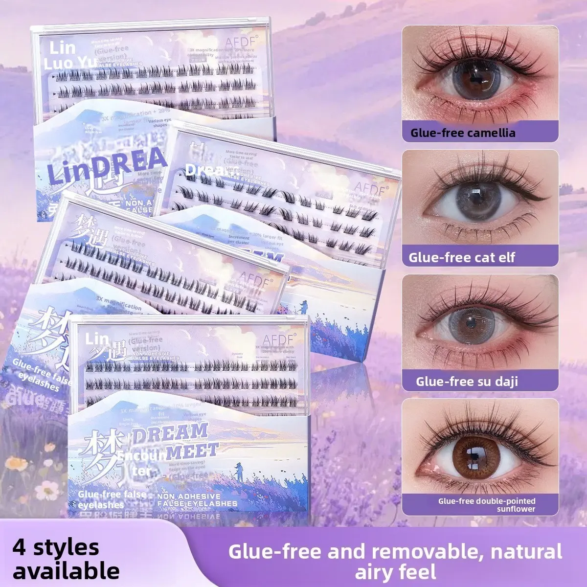 Glueless Self-Adhesive Fox Eye Manga Lash Clusters, 10 Rows Large Capacity Natural Realistic False Eyelashes For Lazy Makeup