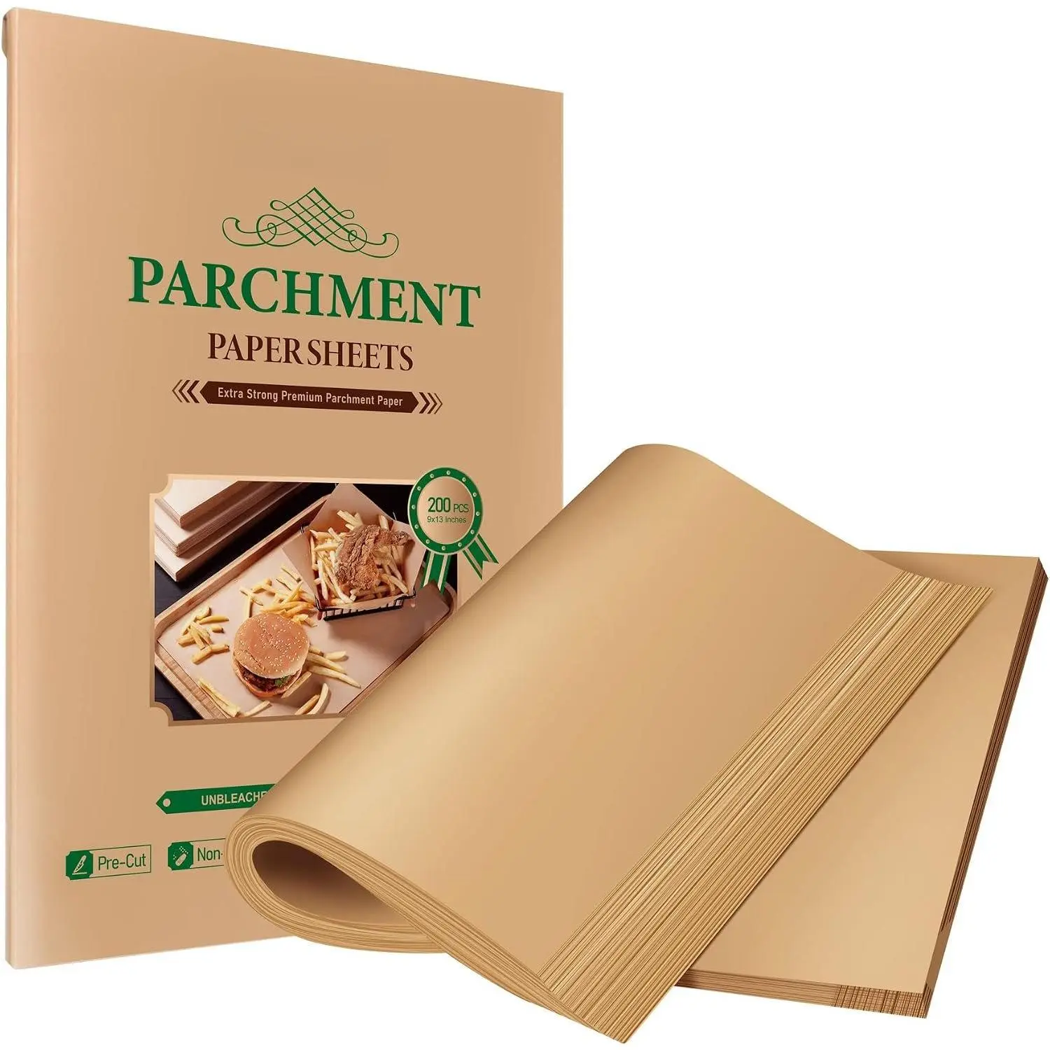 200 count  Paper Sheets 9 x 13 Inches, Precut  Paper for Baking, Air Fryer Disposable Paper Liner,  Non-Stick Cooking Papers for Grilling, Frying, Steaming