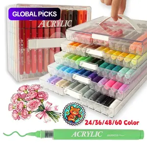 24/60 Color Acrylic Paint Marker Set, Automatic Control Ink Markers, Gypsum Painting Brush Heads, DIY Art Supplies, Artist Supplies, Multi-Functional Use, Art Drawing Supplies, Art Materials #GLOBAL PICKS