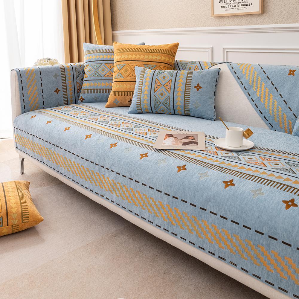 Boho Style Sofa Cover, Washable Sofa Slipcover, 1 Count Non-slip Sofa Towel/Pillowcase without Filler, Reusable Washable Sofa Protector for Home Living Room