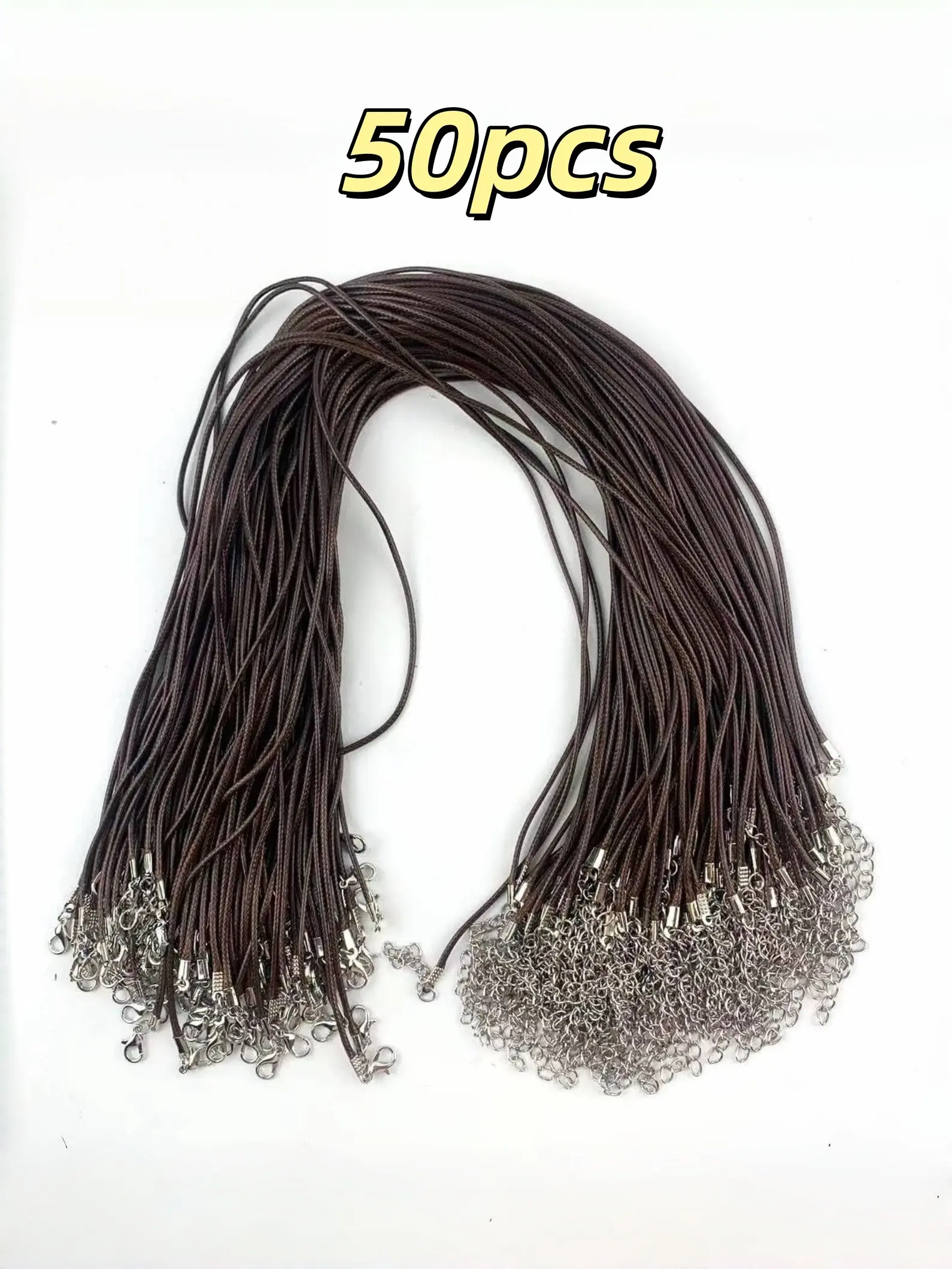 50pcs 18-Inch Necklace Chains with Lobster Clasp, Wax Rope, Adjustable Jewelry Making Supplies, High-Quality Chain for Pendants