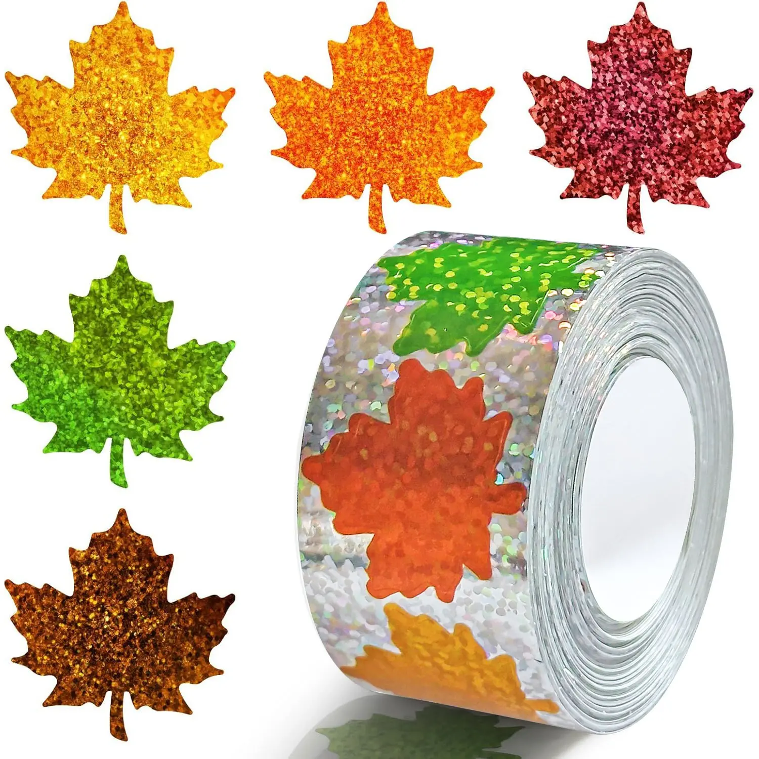 500 Sheets Laser Maple Leaf Stickers, Office Supplies, School Items, Self-Adhesive Labels, Fall Party Cards, Envelopes, Decorations