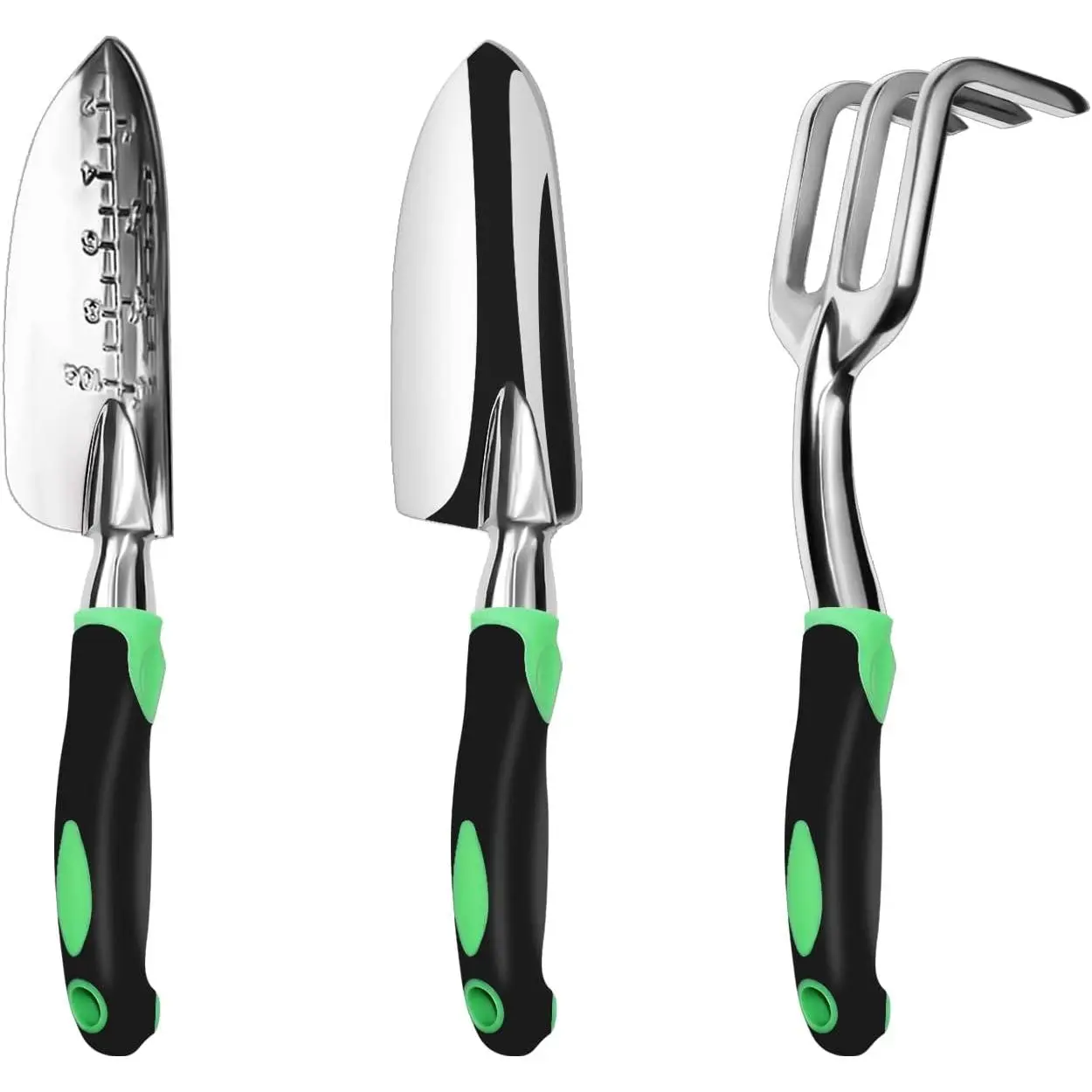 Cast Aluminum Heavy Duty 3-Pack Garden Tool Set - Hand Trowel, Transplant Trowel, Cultivator Hand Rake with Soft Rubberized Non-Slip Ergonomic Handles, Ideal for Christmas, Birthdays, Anniversaries, New Year’s Gifts Fun for Entire Family, Thanksgiving
