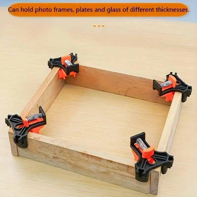 4-Pack Adjustable 90-Degree Angle Clamps, Clamp Sets, Durable Reusable Woodworking Tools, Perfect for Right-Angle and T-Joint Applications