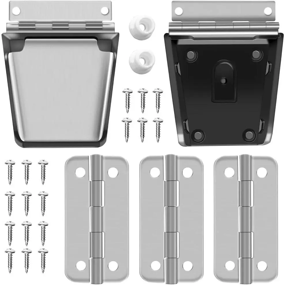 Cooler Stainless Steel Hinge & Latch Set, Ice Chest Hinges, Latch Posts, and Screws, High Strength Cooler Latch   Kit.