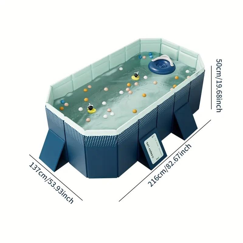 Rectangular Above Ground Pool 6.9x4.5ft| No Inflation Needed Heavy Duty PVC Family Pool| Quick Setup & Drain Backyard Swimming Pool (2.1m x 1.37m) outdoor swimming pool Foldable Multipurpose Outdoor Pool