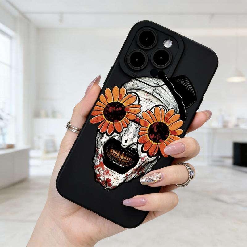 Creative Ghost Face Pattern Phone Case, Decorative Shockproof Phone Protector Cover, Phone Accessories Compatible with iPhone 17 16 15 14 13 12 11 XS XR Pro Max