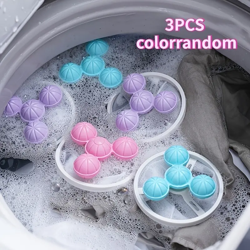 3pcs Random Color Laundry Lint Bags, Laundry Accessories, Floating Lint Remover, Clothing Cleaning Filter Bag, Washer-Compatible, Multi-Use Lint Catcher