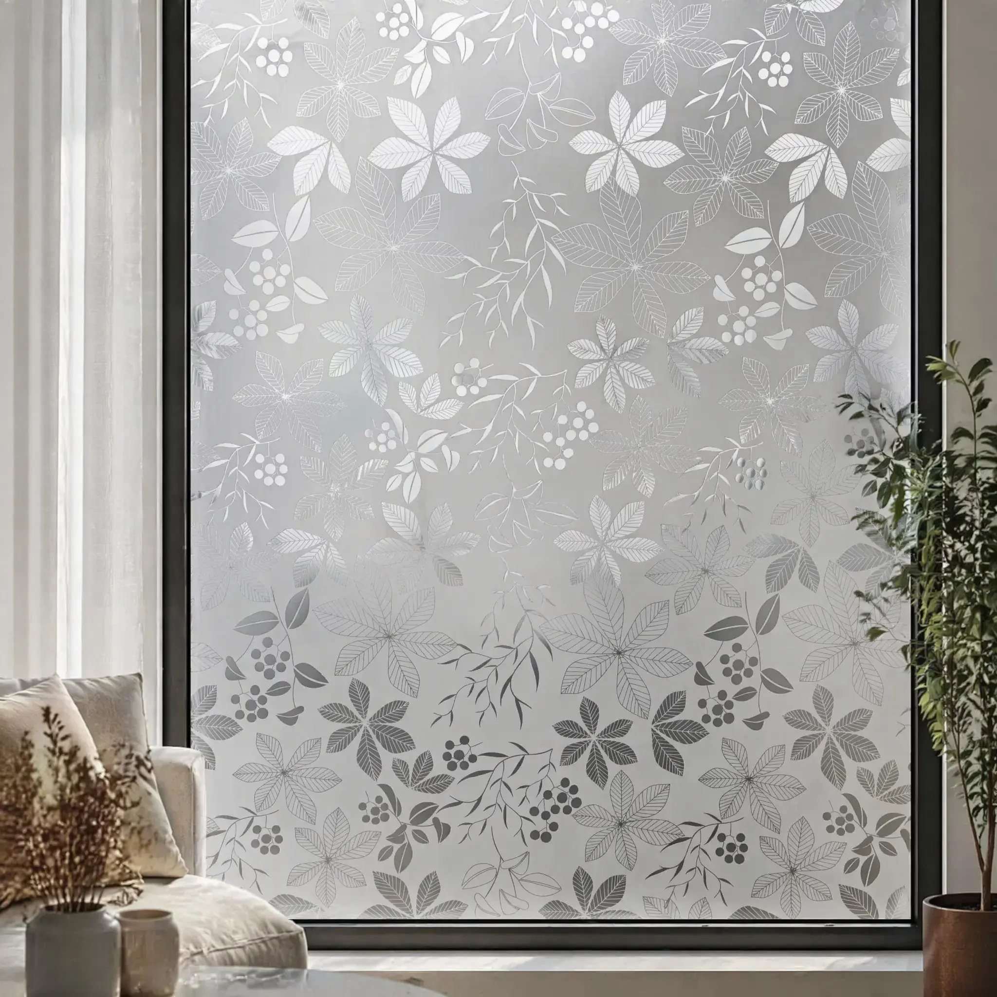 Frosted Window Film Privacy Stripe Patterns, Self Adhesive Anti UV Stained Glass Vinyl, Home Office Decoration, Easy Installation
