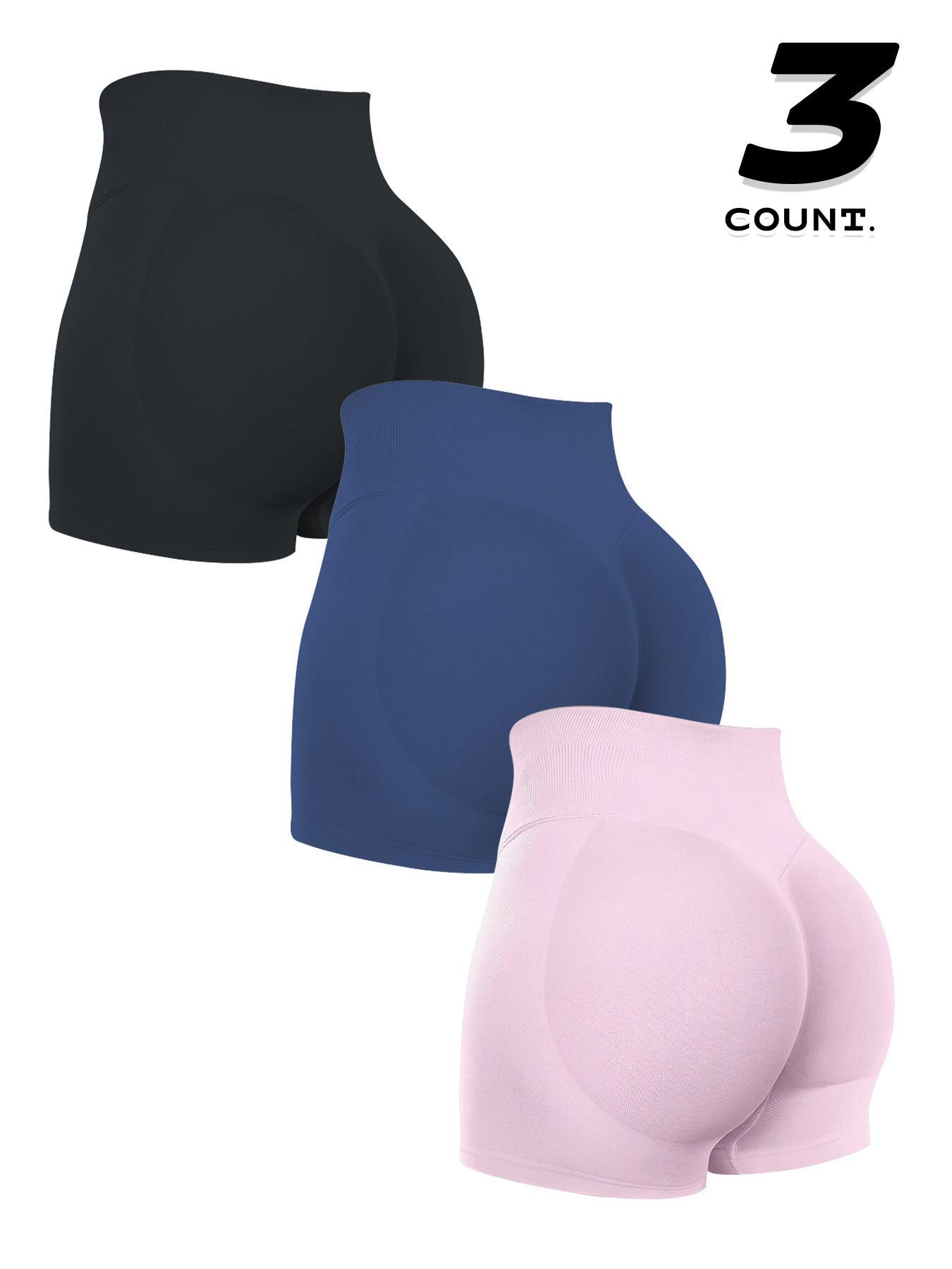 Women's Solid Color Seamless Gym Shorts, High Stretch Yoga Shorts, Workout Bottoms, Ladies Sportswear for Indoor Outdoor Wear