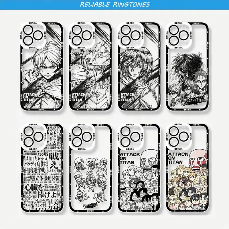 Attack on Titan Anime Eren Mikasa Phone Casing For iPhone 17 16 15 14 13 12 11 - Personalized Aesthetic Design Shockproof Phone Case: Your Perfect Blend of Style and Safety!