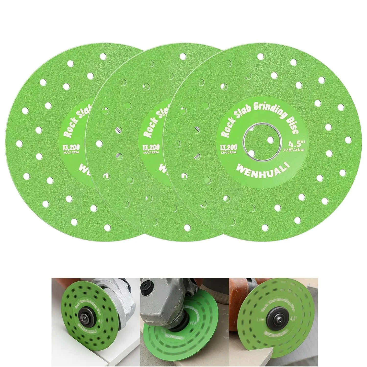 3-Piece Heat Dissipating Multi-Pore Grinding Disc Set, 4.5" Size, 1.2" Wide High-Density Grit Flat Cutting Blades for Tile & Stone, Angle Saw Compatible