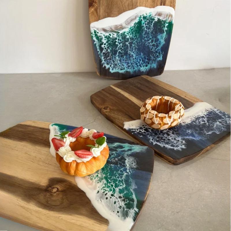 Wooden Wave Design Chopping Board, 1 Count Non-slip Durable Cutting Board, Kitchen Cutting Board for Fruit & Vegetable & Meat, Cooking Cutting Board