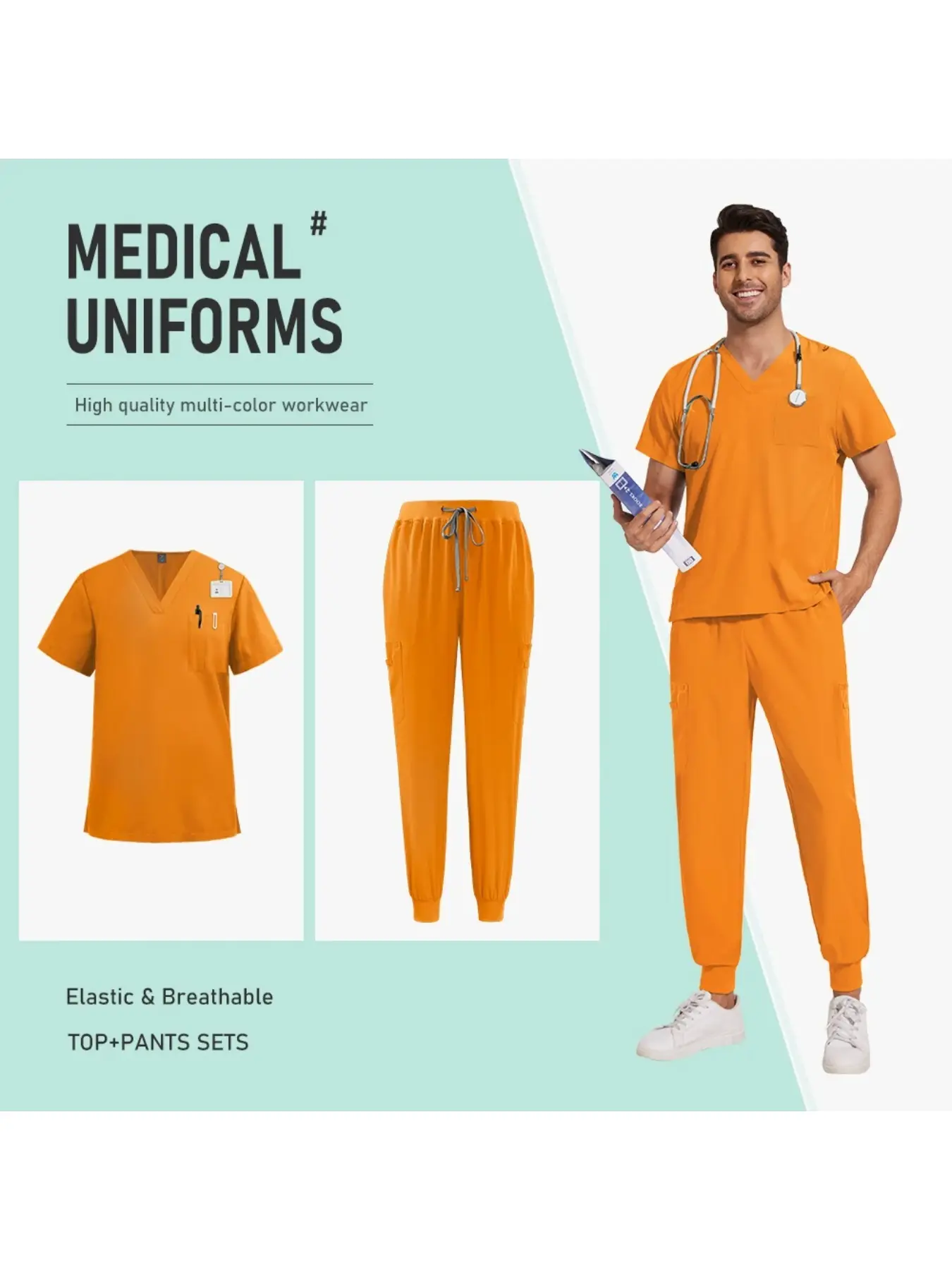 Multicolor Short Sleeve Set Surgery Uniforms Unisex Pharmacy Workwear Nurse Uniform Hospital Doctor Work Top Pants Medical Scrub