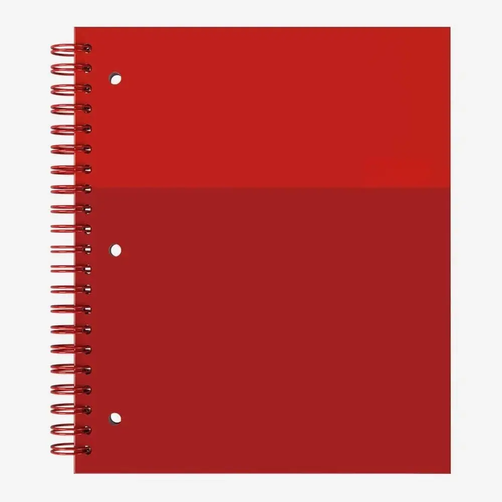 1 Subject 3-Holed Punched Hard Cover Spiral Bound Graph Notebook, 4 Squares Per Inch, 150 Bright White Optik Paper Pages, 8.5x11 Inches Red, Includes Free App