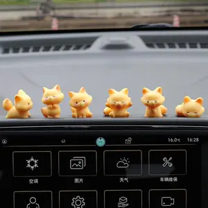 Mini Fox Figurine Cute  Accessories Interior, 6 count Foxs Statue for Dashboard Decorations, Rearview Mirror Ornaments Funny Gifts for Women