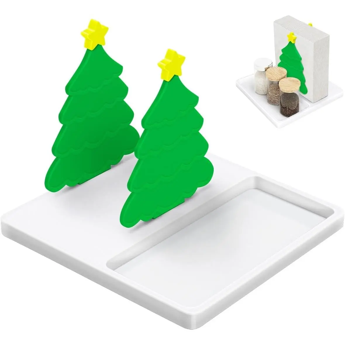 Christmas Napkin Holder Christmas Tree Napkin Dispenser with Salt and Pepper Storage Funny Napkin Standing Holder for Kitchen Dinner Table Decors Creative Gifts for Birthday Christmas  Year