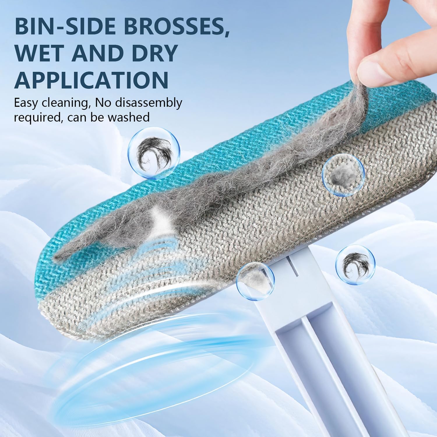 4 in 1 Long Handle Pet Hair Remover Brush with Adjustable Ergonomic Handle for Furniture Couch Carpet Clothes Reusable Washable Lint Brush