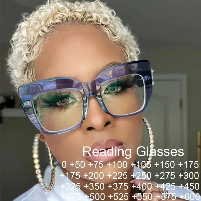 2026 new hot item Clear Purple Pink Oversized Square Reading Glasses Women Men Luxury Brand Blue Light Blocking Eyeglasses Fashion Computer Goggle