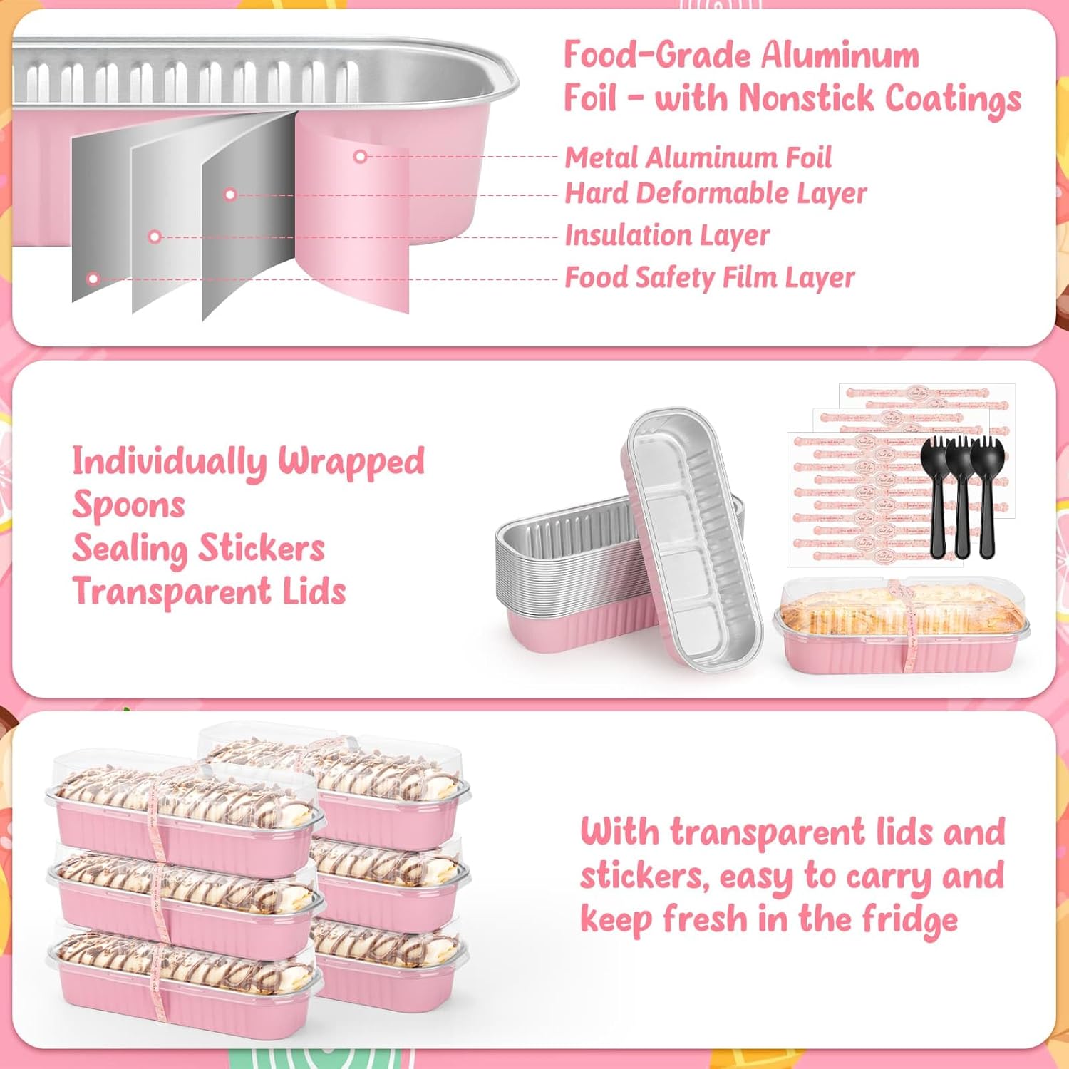 60 Pack 6.8oz Mini Loaf Baking Cake Pans with , Rectangle Disposable  Foil Loaf Baking Pans, Small Baking Cake Tins Cup Cake Containers for Thanksgiving Christmas Individual Cakes