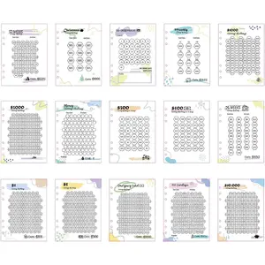 Laminated  Savings   for 6-Ring A5 Binders,  Savings  sheets,multiple budget cards for savings  planner(15pcs A5)