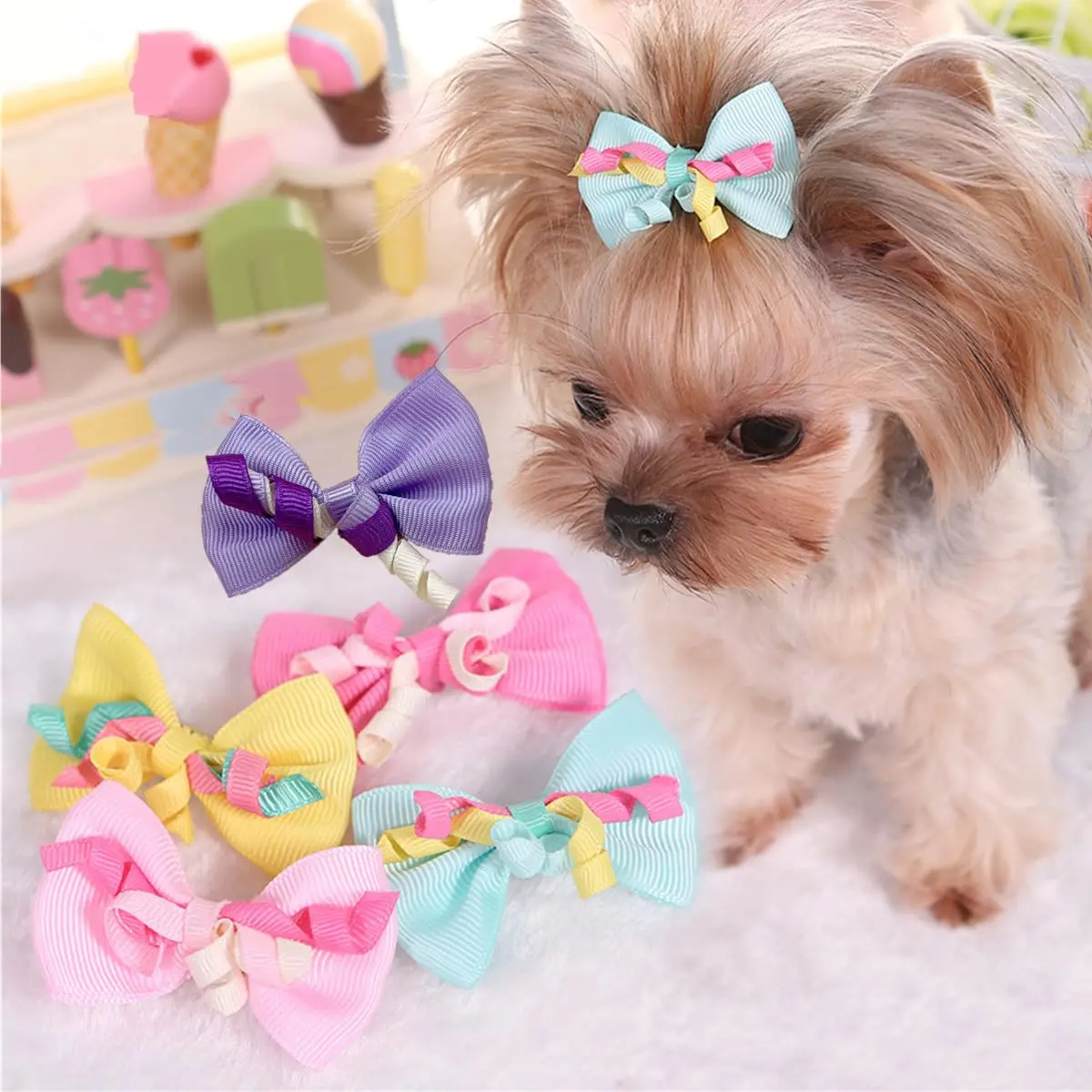 10 count dogs Hair accessories Bows,  Hairstyles for Puppy      Clips Maltese ,Yorkie Teddy  hair accessories Daily