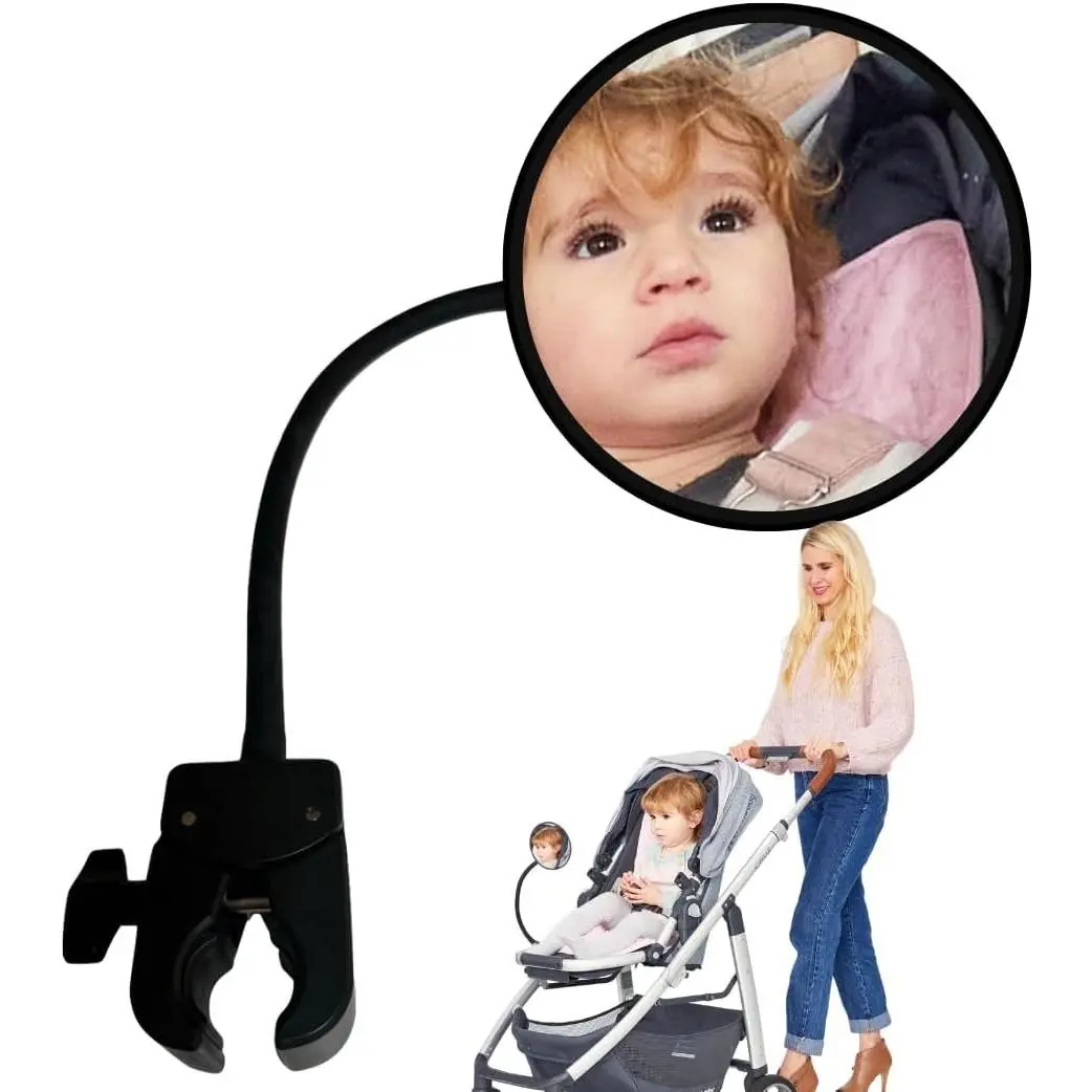 Stroller Mirror – See Your Baby's Face on Stroller Walks, Universal Pram Attachment for Connection & Engagement(Gift)