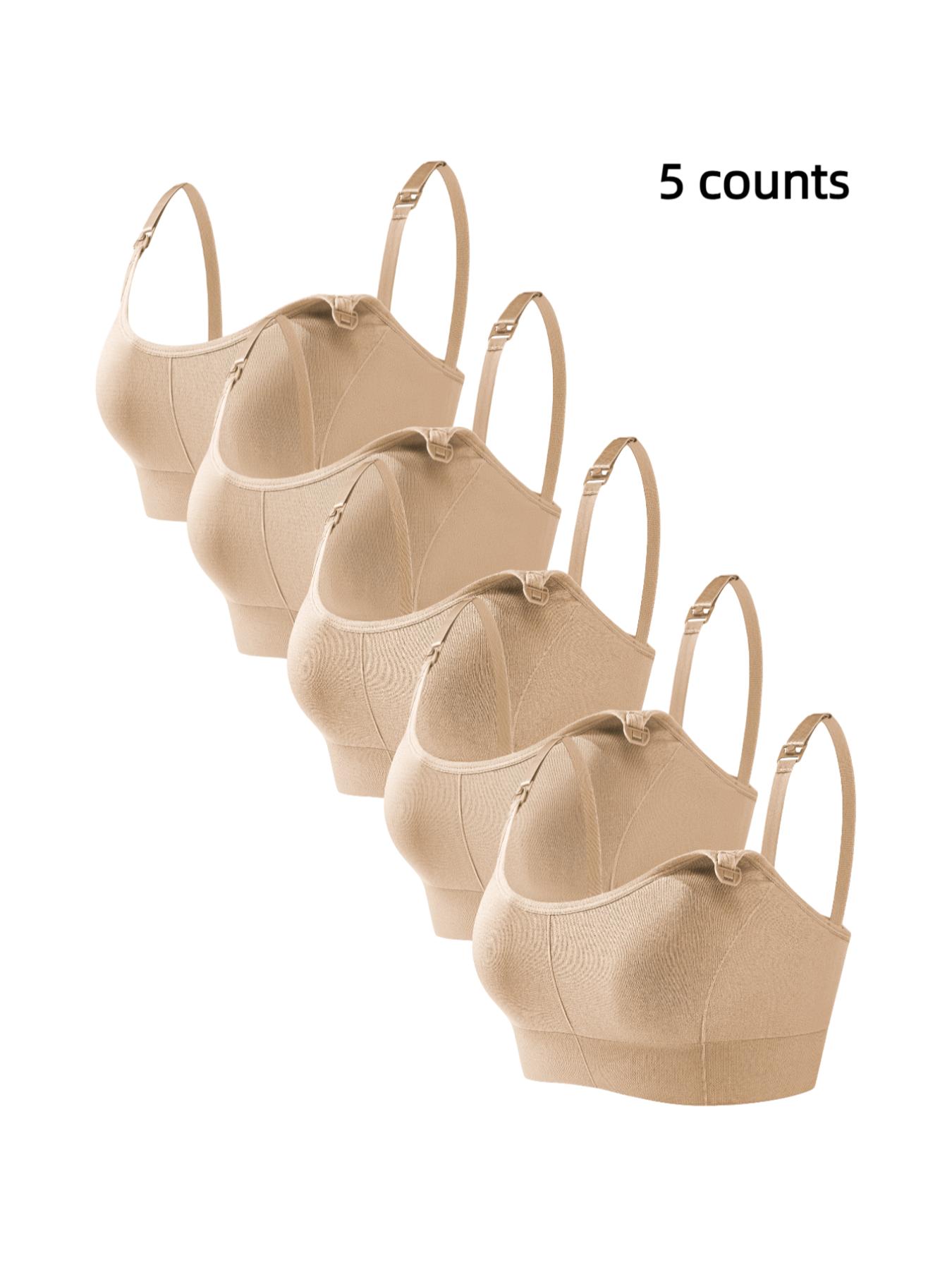 Women's Solid Detachable Adjustable Strap Nursing Bra Set, Front-Closure Bra, Soft Comfortable Breathable Pregnancy Maternity Bra, Maternity Clothing, Maternity Lingerie