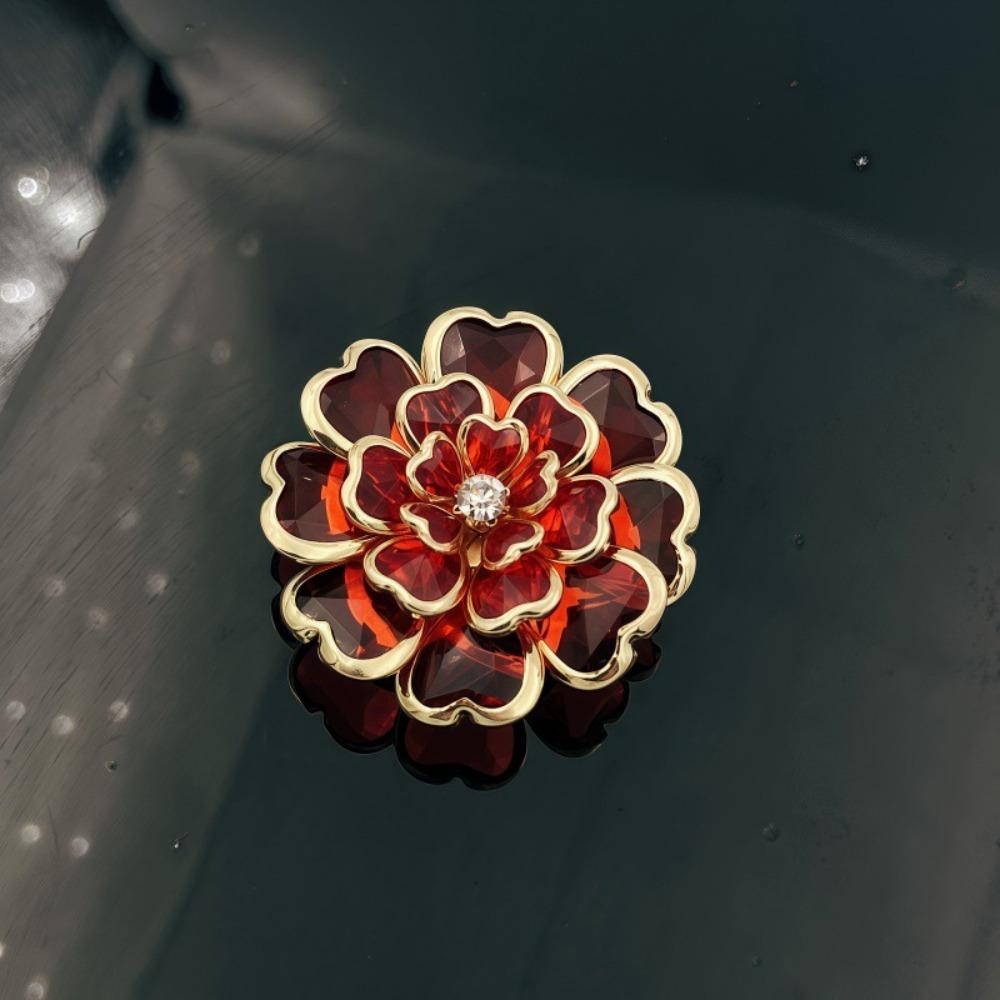 Camellia Decorative Scarf Buckle & Cufflinks Set, Elegant Vintage Accessory for Women