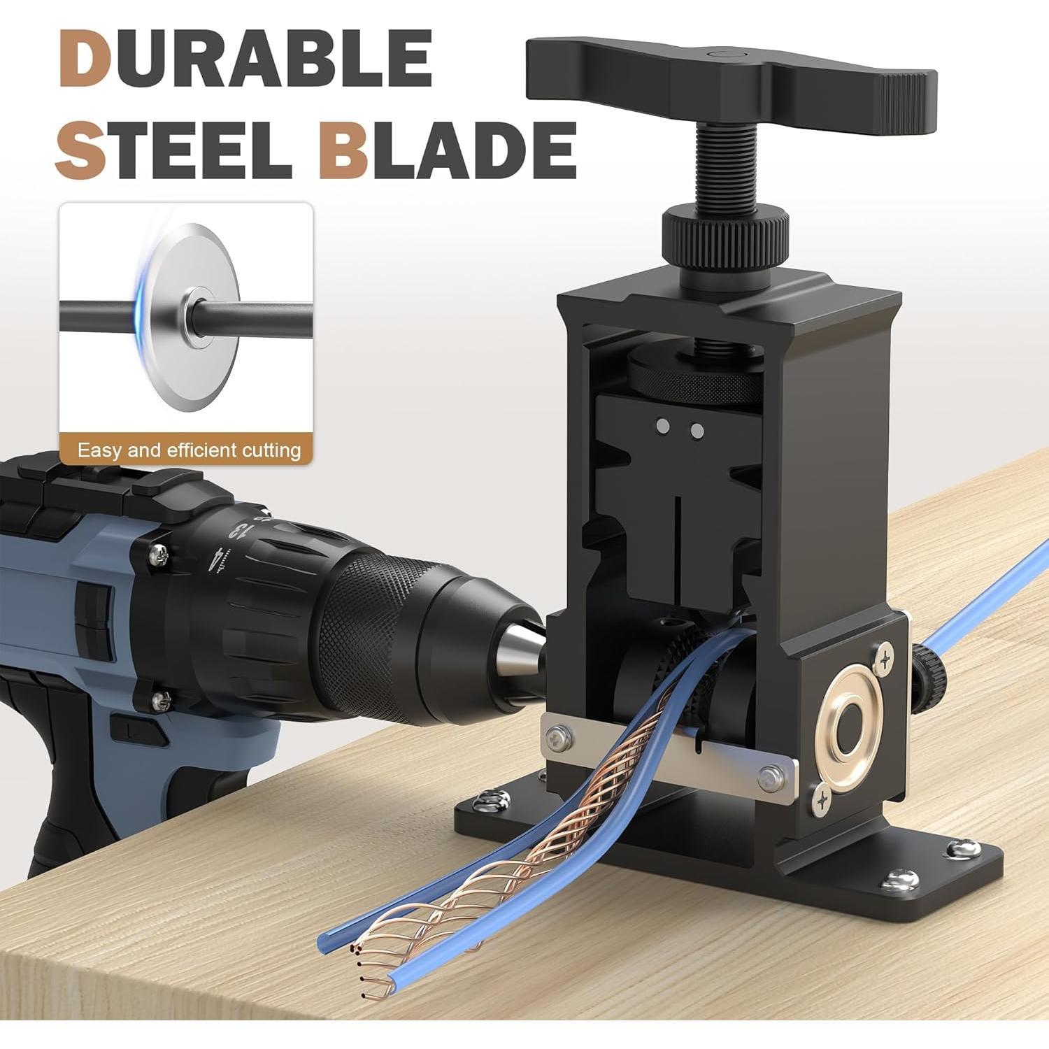Adjustable Wire Stripper Machine Upgraded Drill- Stripper Automatically Strips #18 AWG to 250  Cables. Features Tool-free Adjustment for Easy, Efficient Operation